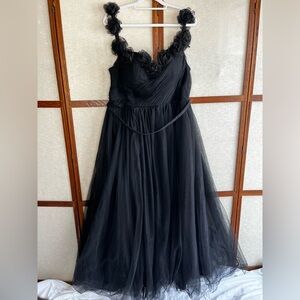 VIPGirl Whimsygoth Black Tulle Roses Corset Lace-Up Back Ball Gown - 4X